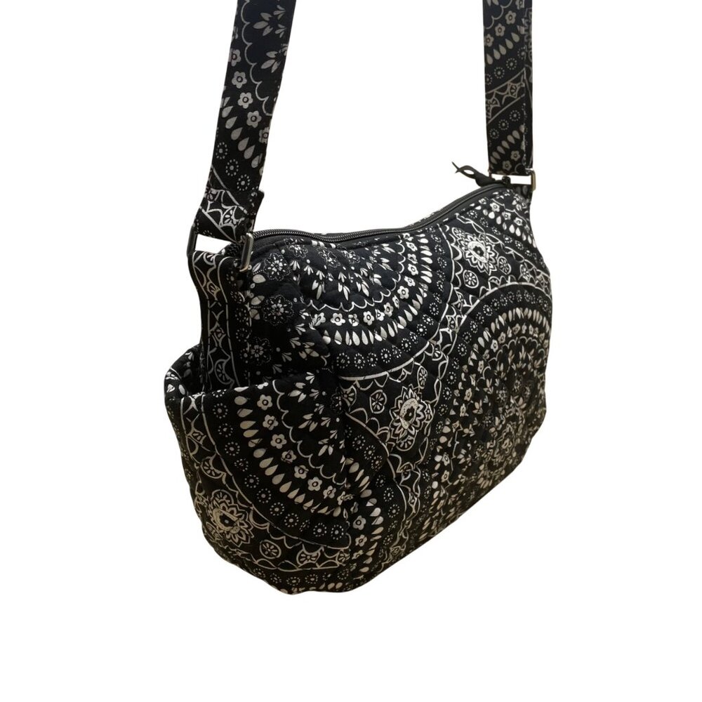 Vera Bradley Women’s Black Floral Mandala Pattern Adjustable Strap Crossbody Bag image 4